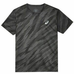 HEREN-T-SHIRT ASICS ALL OVER PRINT ZWART