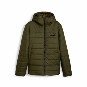 Heren Sportjas Puma Essentials Hooded Padded Donkergroen