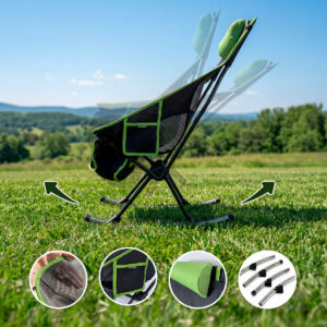 2-in-1 Opvouwbare Camping Schommelstoel met Zak, Kussen en Draagtas Trillow InnovaGood