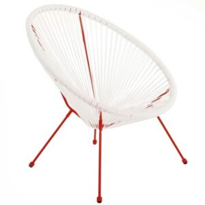TUINSTOEL ACAPULCO 73 X 80 X 85 CM ROOD WIT ROTAN