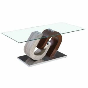 HOOFDTAFEL DKD HOME DECOR BRUIN TRANSPARANT ZILVERKLEURIG NATUURLIJK HOUT KRISTAL HOUT MDF 120 X 60 X 45 CM