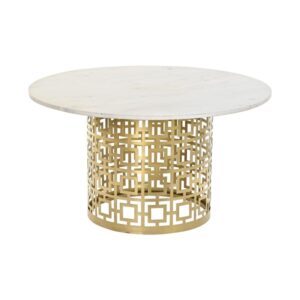 HOOFDTAFEL DKD HOME DECOR WIT GOUD EN METAAL MARMER 76 X 76 X 43 CM
