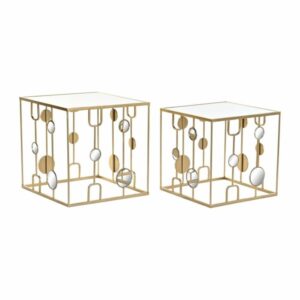 SET VAN 2 KLEINE TAFELS DKD HOME DECOR GOUD 50 X 50 X 50 CM