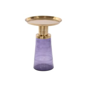 BIJZETTAFEL DKD HOME DECOR 37 X 37 X 50 CM KRISTAL BLAUW GOUD IJZER