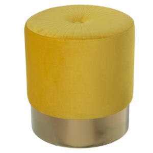 POEF ALEXANDRA HOUSE LIVING MOSTERD FLUWEEL HOUT 40 X 43 X 40 CM