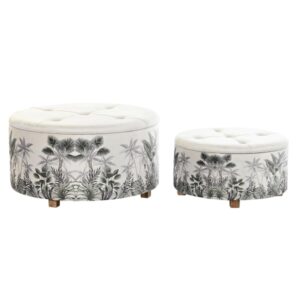 VOETENSTEUN DKD HOME DECOR BEIGE POLYESTER MDF GROEN TROPISCH (80 X 80 X 43 CM)