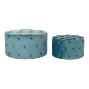 VOETENSTEUN DKD HOME DECOR BLAUW MODERN VELVET HOUT MDF (2 PCS)