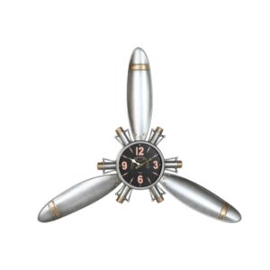 Muurklok Home ESPRIT Gouden Zilverkleurig Metaal Propellers Vintage 121 x 7 x 106 cm