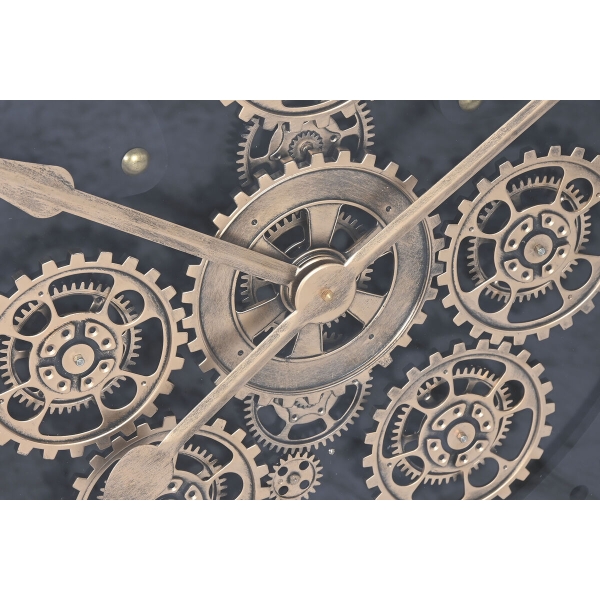 Muurklok Home ESPRIT Zwart Goud Metaal Kristal 100 x 9 x 100 cm - Afbeelding 3