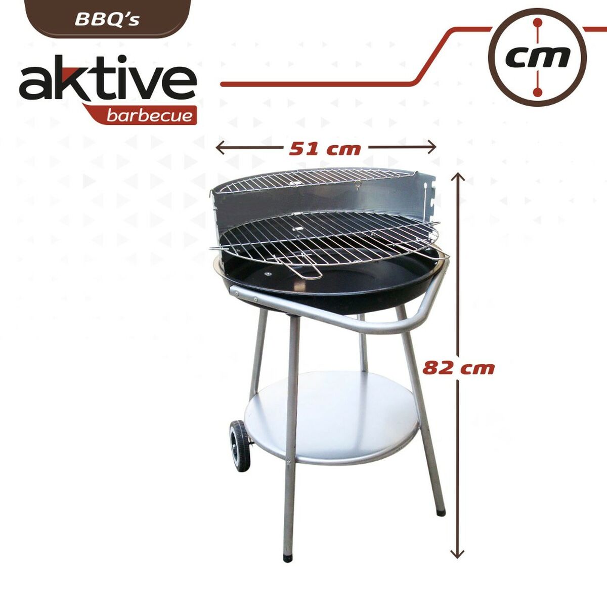 Aktive Kolen barbecue Aktive Geëmailleerd metaal 51 x 82 x 51 cm Zwart - Afbeelding 5