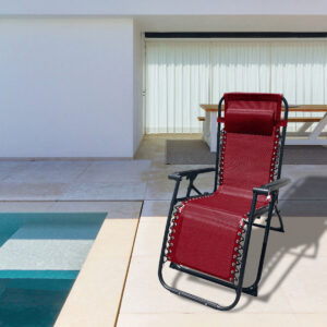 Marbueno Opvouwbare Ligstoel Staal Met Kussen Tuin en Zwembad 90X66X108 cm Zero Zwaartekracht Bordeaux 10010