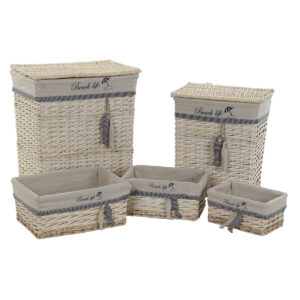 Basket spelset DKD Home Decor Blauw Beige Aluminium Spiralen Mediterrane 5 Onderdelen