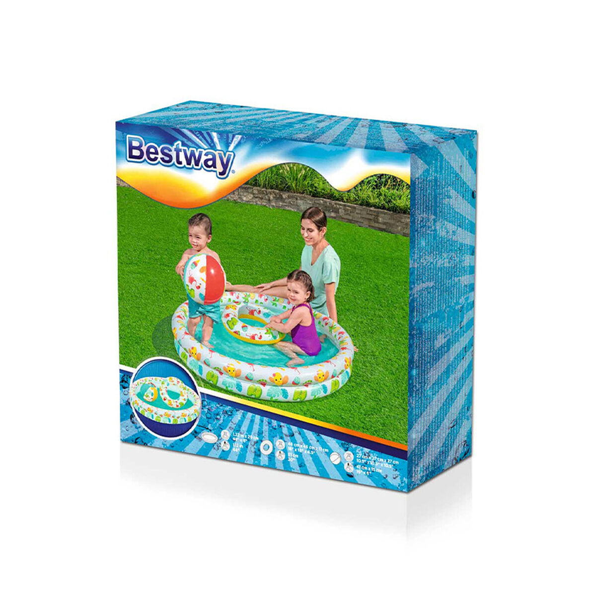 Bestway Opblaasbaar Kinderzwembad 2 Ringen Set 122x20 cm +2 Jaar Tuin 51124 - Afbeelding 2