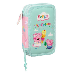 Dubbele etui Peppa Pig Ice cream Roze Munt 12.5 x 19.5 x 4 cm