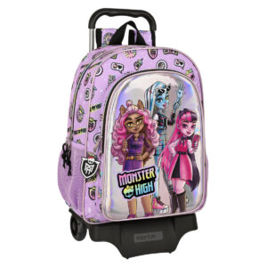 Schoolrugzak met Wielen Monster High Best boos Lila 33 x 42 x 14 cm